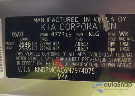 2022 Kia Sportage Lx из США, поврежденный, VIN KNDPMCAC6N7974075